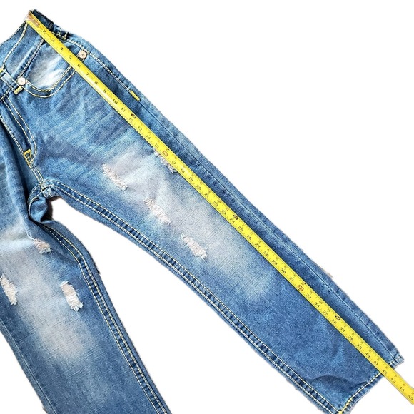 True Religion Billy Super T 32x33 (30x32) Distressed Straight Leg Blue Jeans - Picture 8 of 10